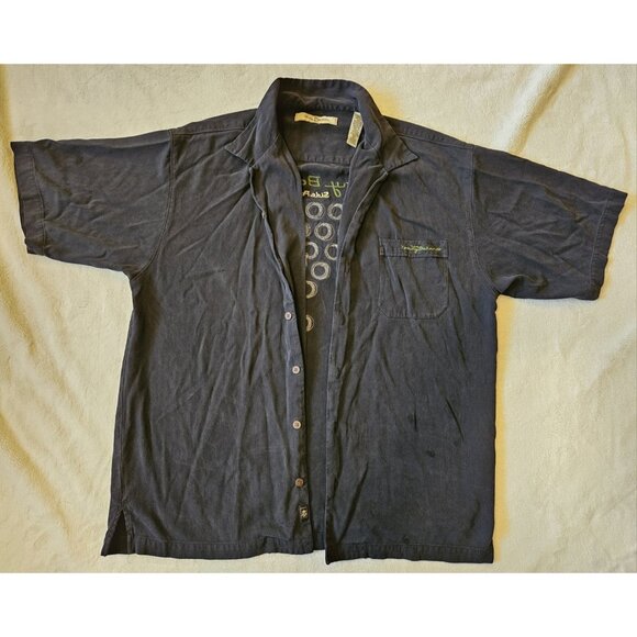 Tommy Bahama Shirt L Side Pocket C.F.O. Silk Embroidered Pool Rack Billiards - Picture 2 of 14